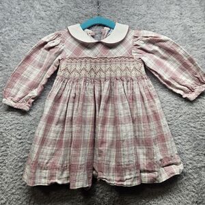 Carriage Boutiques Baby Girl Pink Plaid Dress Size 12 Months Cottagecore Prairie